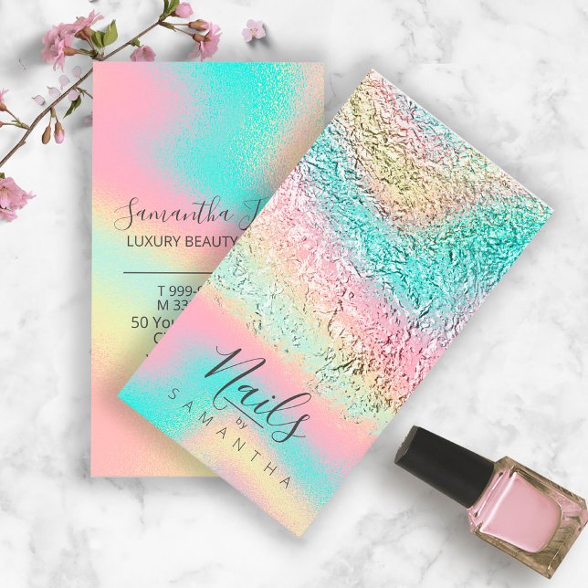 Cartão De Visita Foil Abstrato Holographic Rainbow ID775 (Criador carregado)