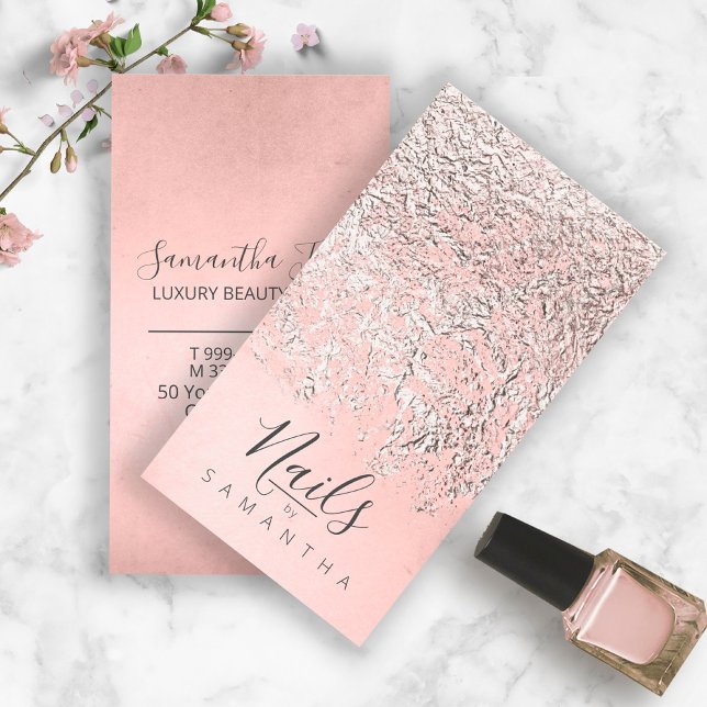 Cartão De Visita Foil Abstrato Silver Rosa Dourado ID775 (Criador carregado)