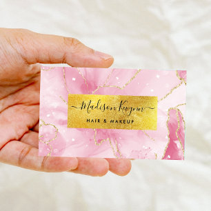 Cartão De Visita Foil Dourado Falso e Rosa