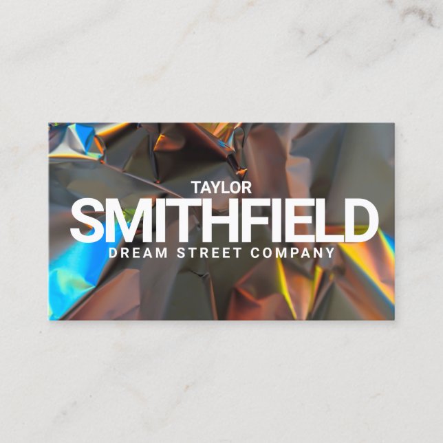 Cartão De Visita Foil Holográfico Iridescente Moderno (Frente)