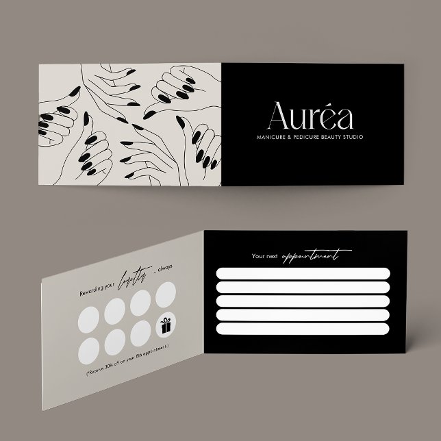 Cartão De Visita Folded Loyalty Beauty Salon Business Card (Criador carregado)