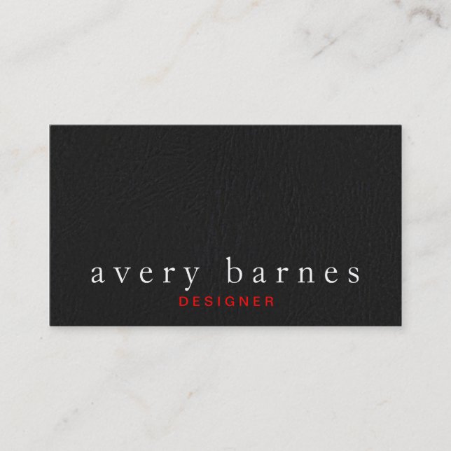 Cartão De Visita Folha de couro preto simples texturizada parece pr (Frente)