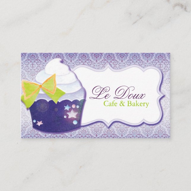 Cartão De Visita Folha de Cupcake Damask (Frente)