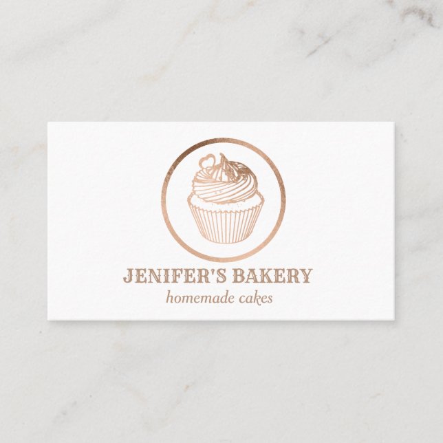 Cartão De Visita Folha de cupcake de folha de ouro moderna (Frente)