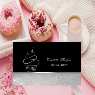 Cartão De Visita Folha de Cupcake de Lata Elegante Bonita e Adoráve