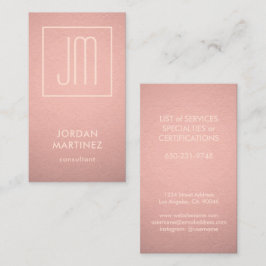 Cartão De Visita Folha de Folha de Folha Dourada, Monogramas, Moder