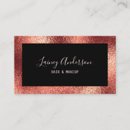 Cartão De Visita Folha de ouro rosa metálico de luxo simples, de Tr