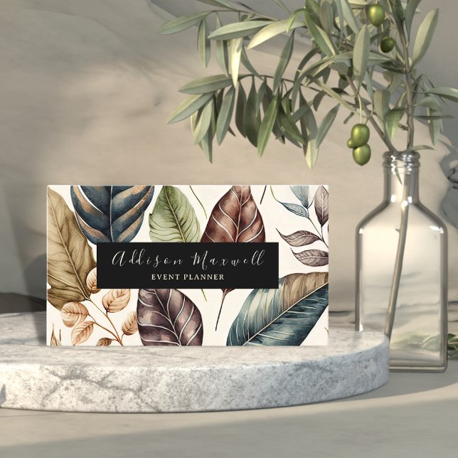 Cartão De Visita Folha Dourada Elegante Greenery (Criador carregado)