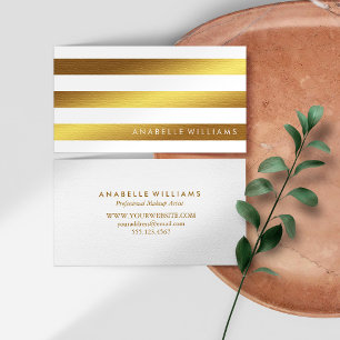 Cartão De Visita Folha Dourado do falso branco elegante e chique