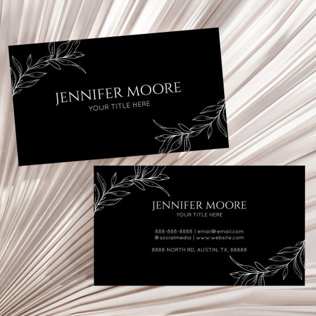 Cartão De Visita Folha Mínima Mínima de Branco Preto (Criador carregado)