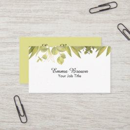 Cartão De Visita Folhagem Botânica, Design de Aquarela