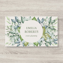 Cartão De Visita Folhagem de Aquarela Deixa o verde elegante