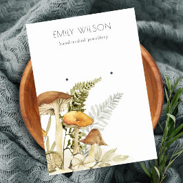 Cartão De Visita Folhagem Rustic Mushroom Fern Stud Earring