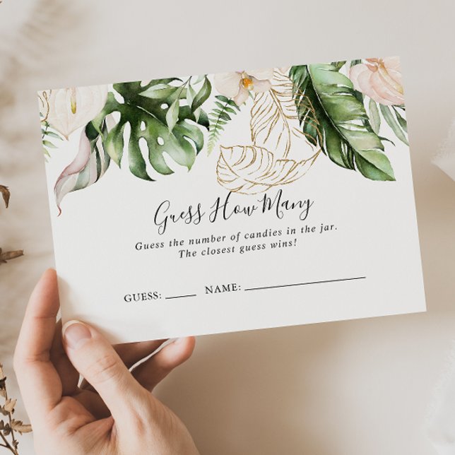 Cartão De Visita Folhagem Tropical Dourada Adivinha Quantas Cartas  (Criador carregado)