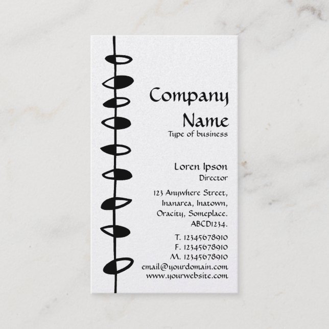 Cartão De Visita Folhas Alternativas - Preto em Branco (Dourado) (Frente)