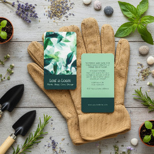 Cartão De Visita Folhas Botânicas de Aquarela Verde Elegante