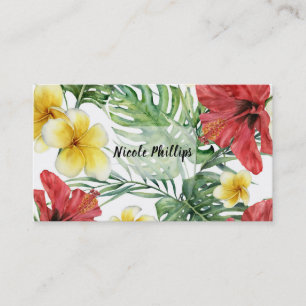 Cartão De Visita Folhas Botânicas Tropicais Flores Florais Chic