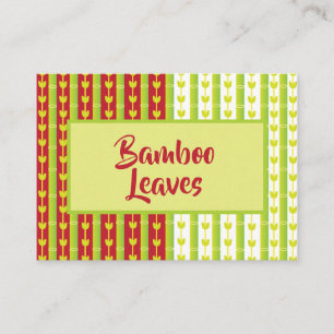 Cartão De Visita Folhas de Bambu Vermelho Verde