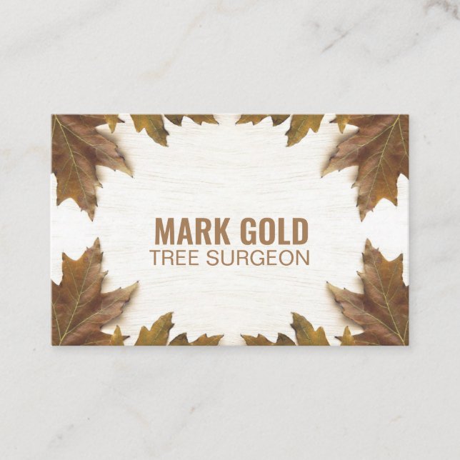 Cartão De Visita "Folhas de madeira" personalizadas (UK/Euro) (Frente)