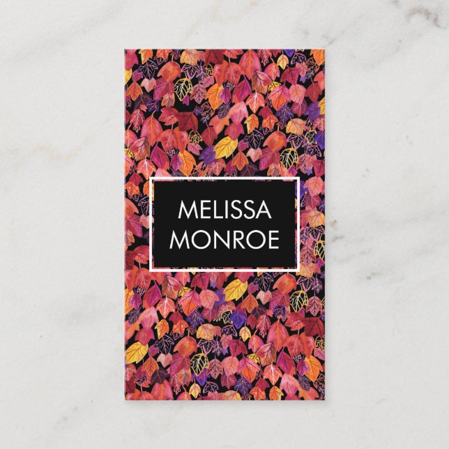 Cartão De Visita Folhas em queda, folhas ilustradas com aquarela (Frente)