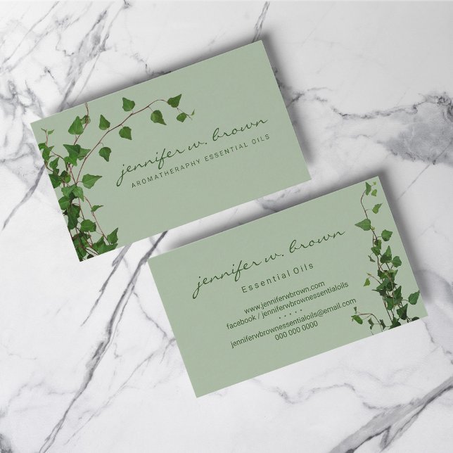 Cartão De Visita folhas eucalipto verde floral (leaves photo floral green eucalyptus business card)