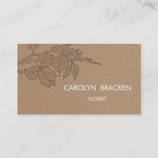 Cartão De Visita Folhas rústicas do papel de embalagem de Brown (Frente)