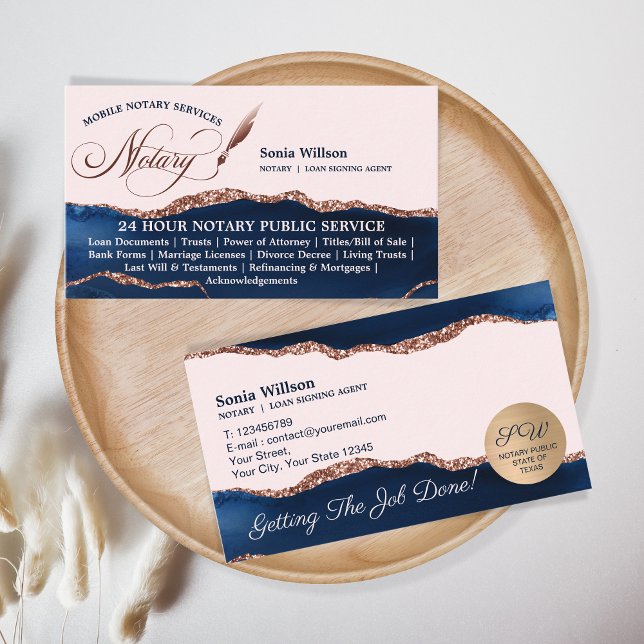 Cartão De Visita Folheto do Marinho do Agente de Assinatura de Notá (Criador carregado)