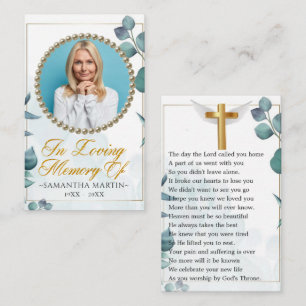 Cartão De Visita Foliage Photo Funeral Prayer Card