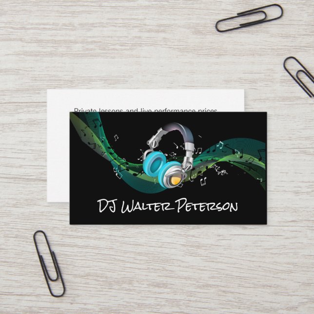 Cartão De Visita Fone de Ouvido | Informações Musicais Fundo (Frente/Verso In Situ)