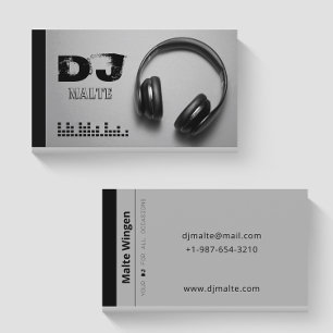 Cartão De Visita Fones de ouvido Cinza DJ