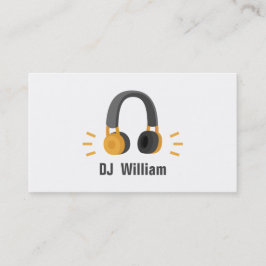 Cartão De Visita Fones de Ouvido Cinza Laranja DJ Discotecário