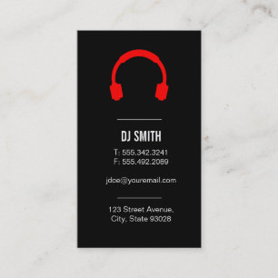 Cartão De Visita Fones de ouvido De Música Dj Preto