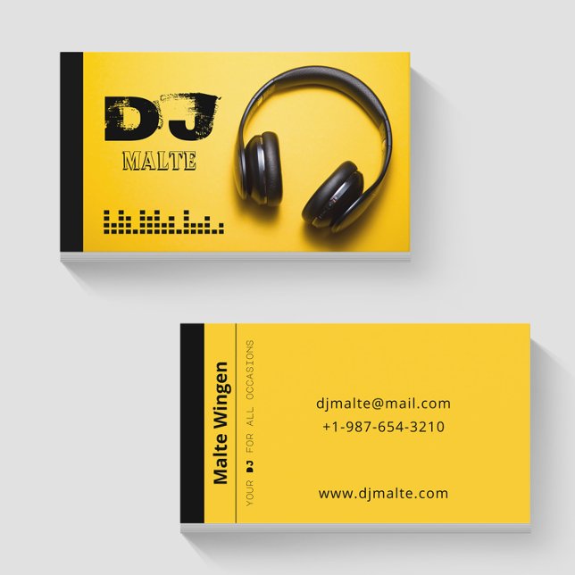 Cartão De Visita Fones de ouvido DJ Amarelo (Criador carregado)