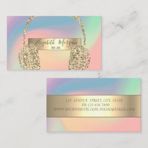 Cartão De Visita Fones de ouvido DJ holográficos com glitter pastel