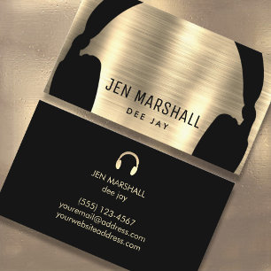 Cartão De Visita fones de ouvido DJ sobre efeito de folha de ouro