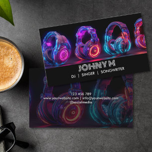 Cartão De Visita Fones de Ouvido Modernos DJ Compositor Música Cant