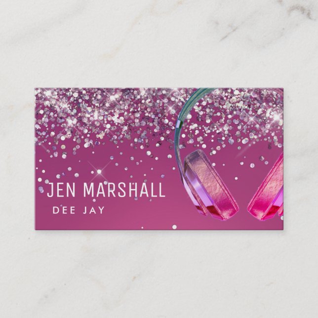 Cartão De Visita Fones de ouvido roxos DJ (Frente)