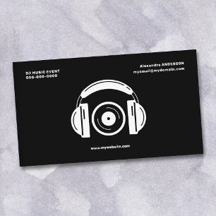 Cartão De Visita Fones de Ouvido & Vinil - Música de DJ