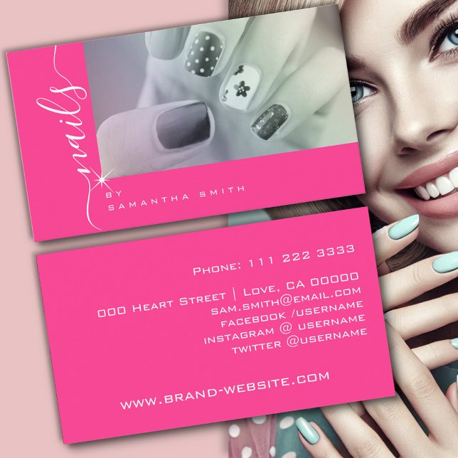 Cartão De Visita Fonte de Caligrafia Elegante Rosa Girly Modelo de  (Criador carregado)