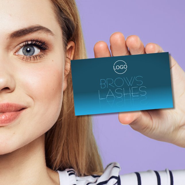 Cartão De Visita Fonte de Espelho de Chic Gradiente de Teal Elegant (Criador carregado)