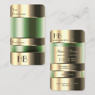 Cartão De Visita Fonte de Gráfico Verde de Caixa Dourada com Inicia