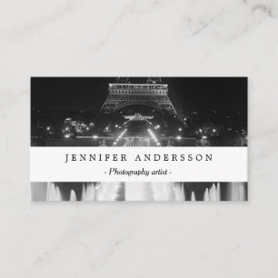 Cartão De Visita Fonte de Paris vintage Torre Eiffel noite