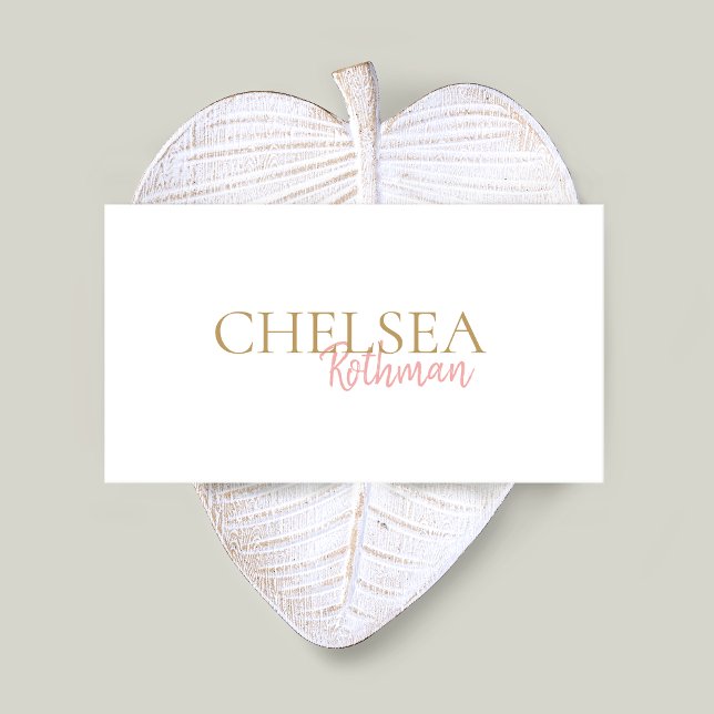 Cartão De Visita Fonte de Script Manuscrito Simples Rosa (Criador carregado)