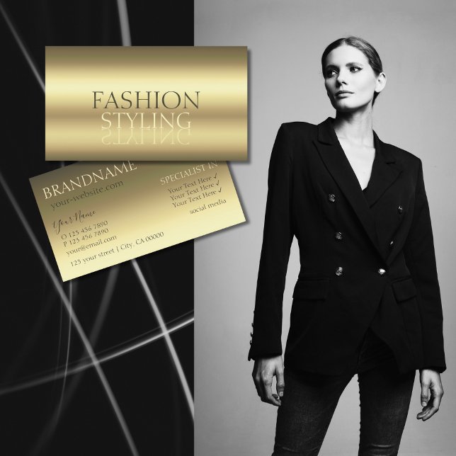 Cartão De Visita Fonte Dourada Luxuosa de Espelhamento Moderno Prof (Criador carregado)