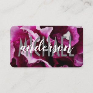 Cartão De Visita Fontes em Camadas   Simples   Rosa Floral