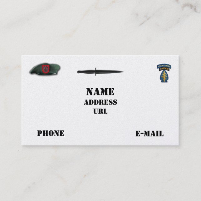 Cartão De Visita forças especiais do 7 (Frente)