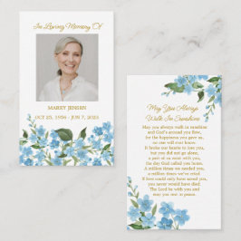 Cartão De Visita Forget me not Memorial Photo Funeral Prayer Card
