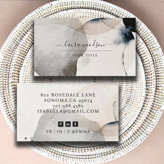 Cartão De Visita Forma de Aquarela abstrato Terrestre Profissional (Criador carregado)