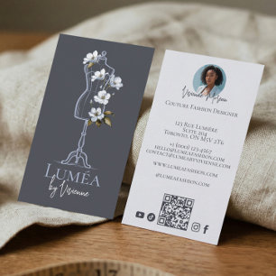 Cartão De Visita Forma de Manequim de Vestido Floral Fotografia de