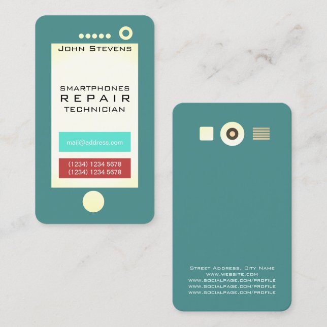 Cartão De Visita Forma engraçada do olhar do falso do telemóvel (Frente/Verso)